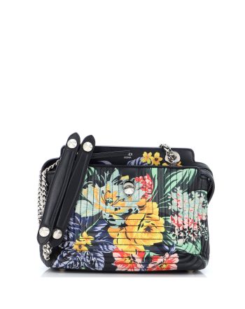 DotCom Click Shoulder Bag Quilted Printed Leather Small