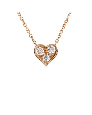 Sentimental Heart 3 Diamond Pendant Necklace 18K Rose Gold with Diamonds