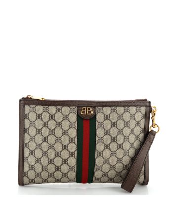 x Gucci The Hacker Project Web Wristlet Clutch BB Coated Canvas