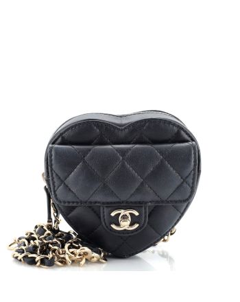 CC in Love Heart Belt Bag Quilted Lambskin