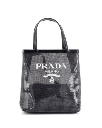 Logo Open Tote Sequined Mesh Small