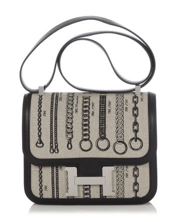 Hermes Constance 24 Limited Edition De Camp Dechainee Toile Bag Black