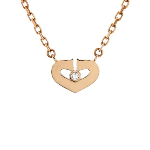 C Heart de Cartier Pendant Necklace 18K Rose Gold with Diamond XS