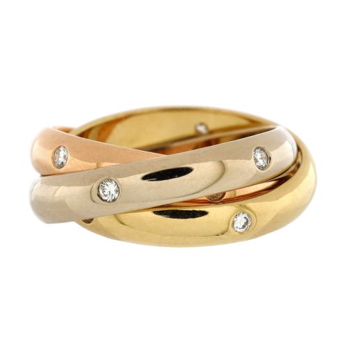 15 Diamond Trinity Ring 18K Tricolor Gold with Diamonds