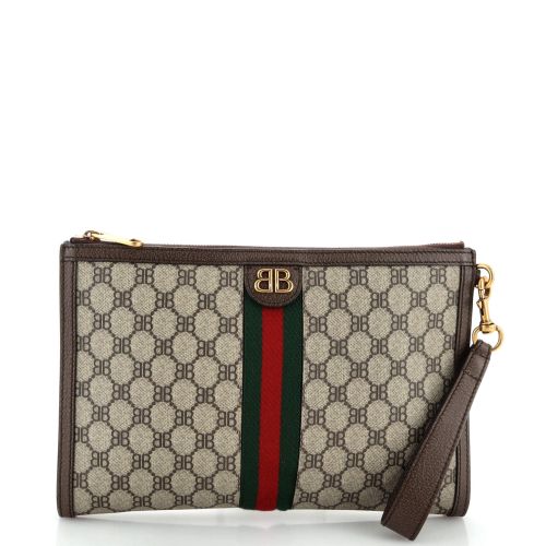 x Gucci The Hacker Project Web Wristlet Clutch BB Coated Canvas