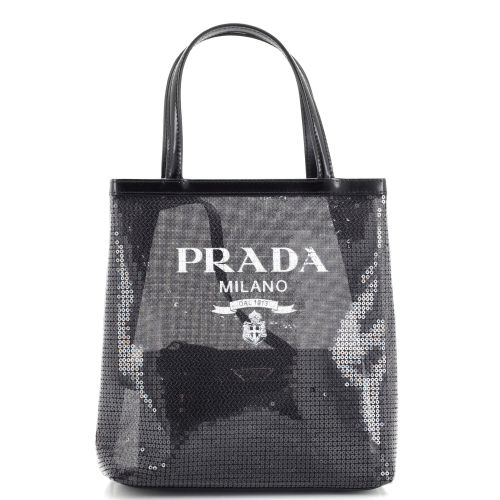 Logo Open Tote Sequined Mesh Small