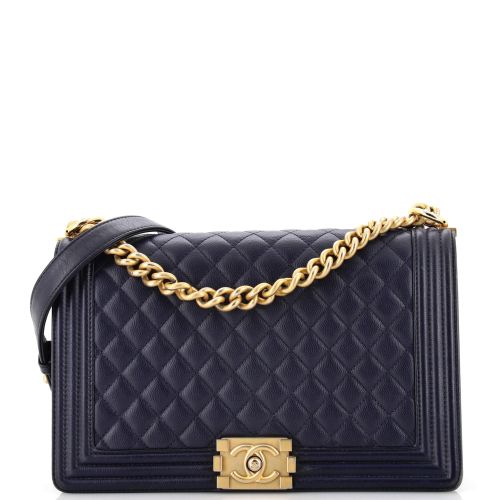 Boy Flap Bag Quilted Caviar New Medium